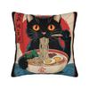 Cat Ramen Anime Kawaii Cat Pillow Case  Square Pillow Cover For Chair Sofa Home Decor Kawaii Pillowcases