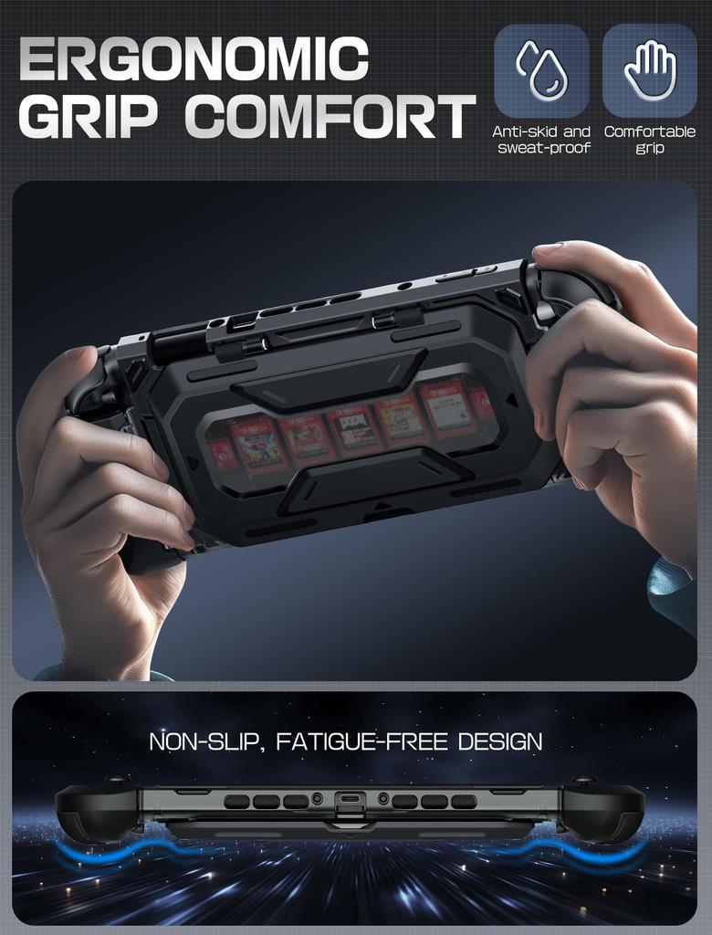 Mumba Case for Nintendo Switch Ergonomic Design with Flip Holds 5 Game Cards 2 TF Rotating Compatible with Controllers 2, 2025mm, Dustproof,