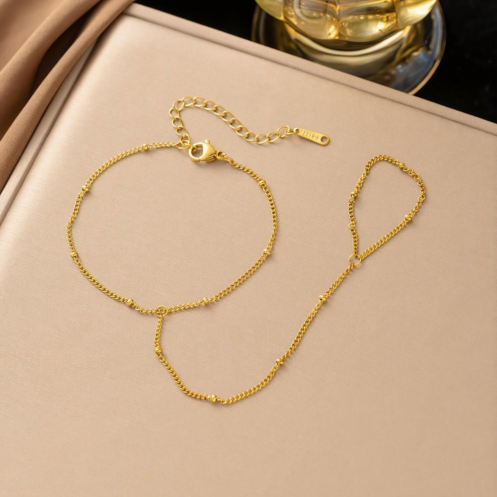 Gold-Plated Double Layer Thin Chain Stainless Steel Hand Chain Jewelry
