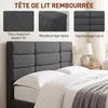 Bed Frame 140 X 200 Cm With Wooden Slatted Base Double Bed Upholstered In Linen Effect Storage Underneath Noise Free Gray