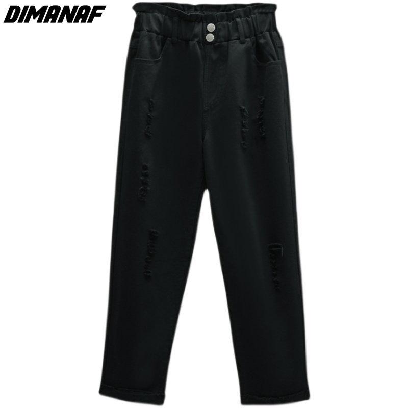 DIMANAF 2023 Plus Size Summer Jeans Capris Pants Women Elastic Pants Loose Casual Female Harem Trousers Pants White 5XL