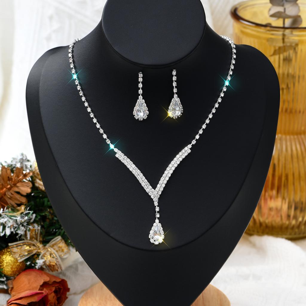1 Set Of Fashionable And Simple Water Droplet Necklace, Earrings, Jewelry Set, Women's Wedding Banquet Party Daily Accessories