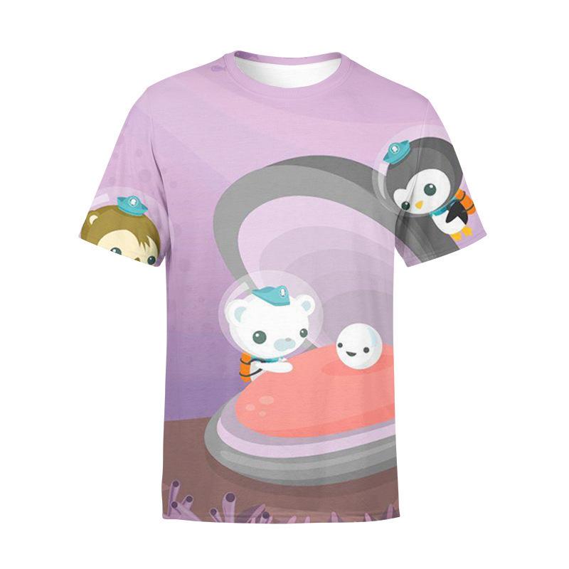 

Мультяшная подводная маленькая колонна 3D цифровая печать детская футболка с коротким рукавом 170