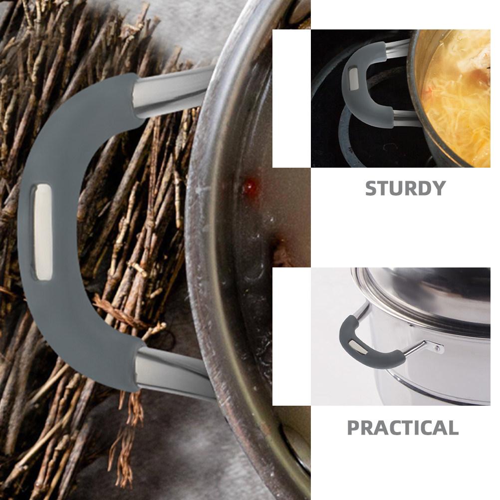 2Pcs Pot Side Handle Thickened Replacement Stable Silicone Non-Slip Grip Pan Side Handle Cooking Pot Parts Home Kitchen Use