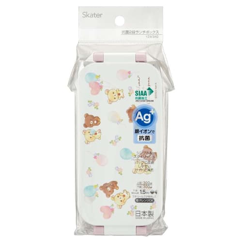 Skater Bento Box 600ml Antibacterial 2 Tiers for Women Korilakkuma & Kogma Made in Japan YZW3AG-A