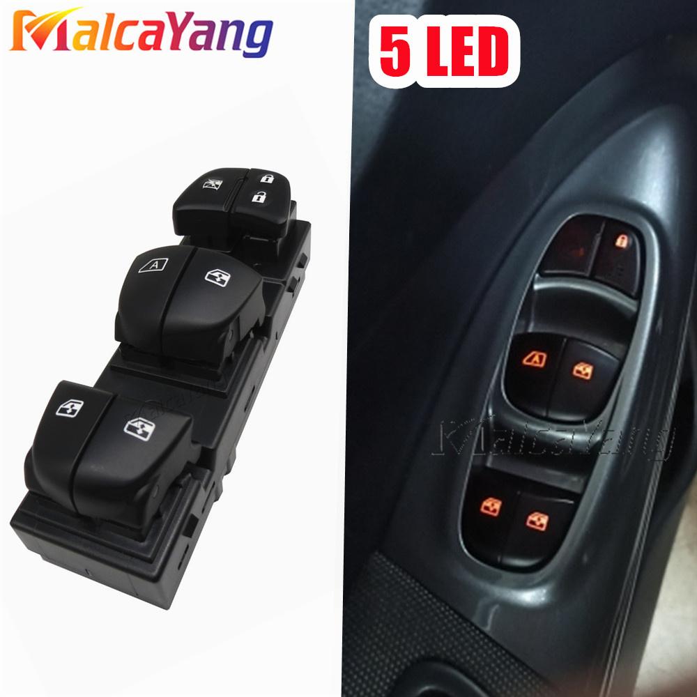 

LED power window switch auto master glass lifter button for nissan qashqai j11 X-Trail T32 Murano Z52 Serena C26 C27 accessories 5 LED LHD