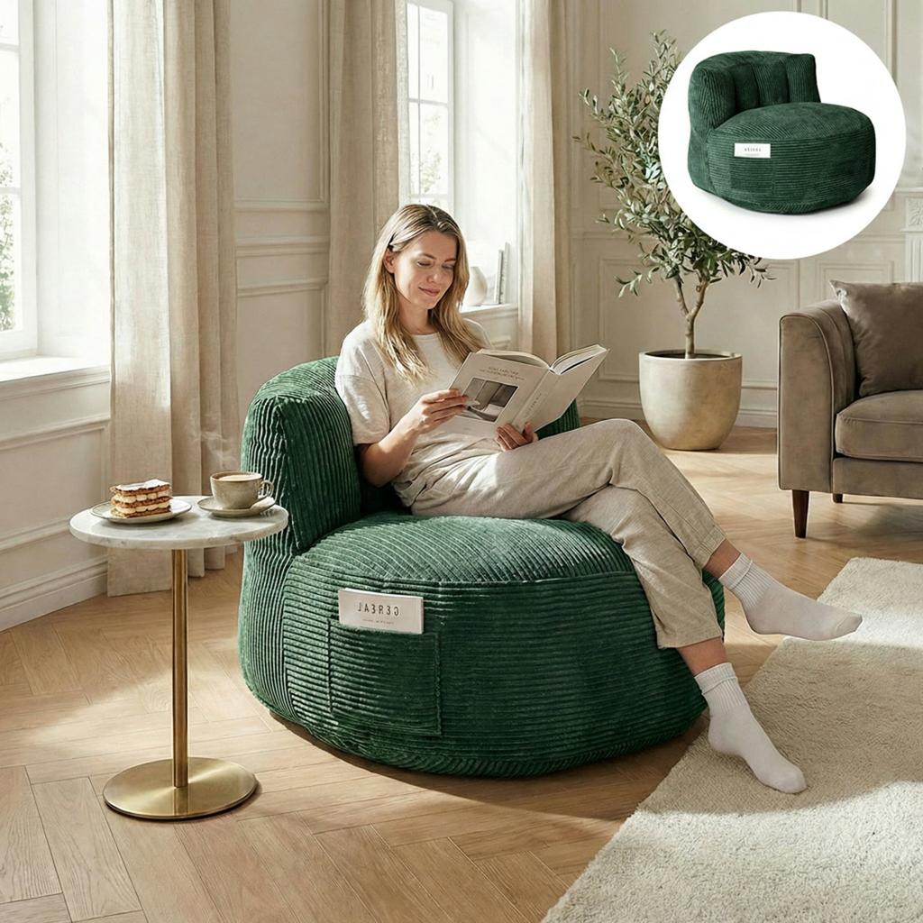 Übergroßer Sitzsack für Erwachsene, Riesiges Bodensofa aus Memory-Schaum, Großes Faulsofa