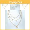 Trendy Layered Locking Chain Necklace Featuring Alluring Moon And Star Dangles For Women