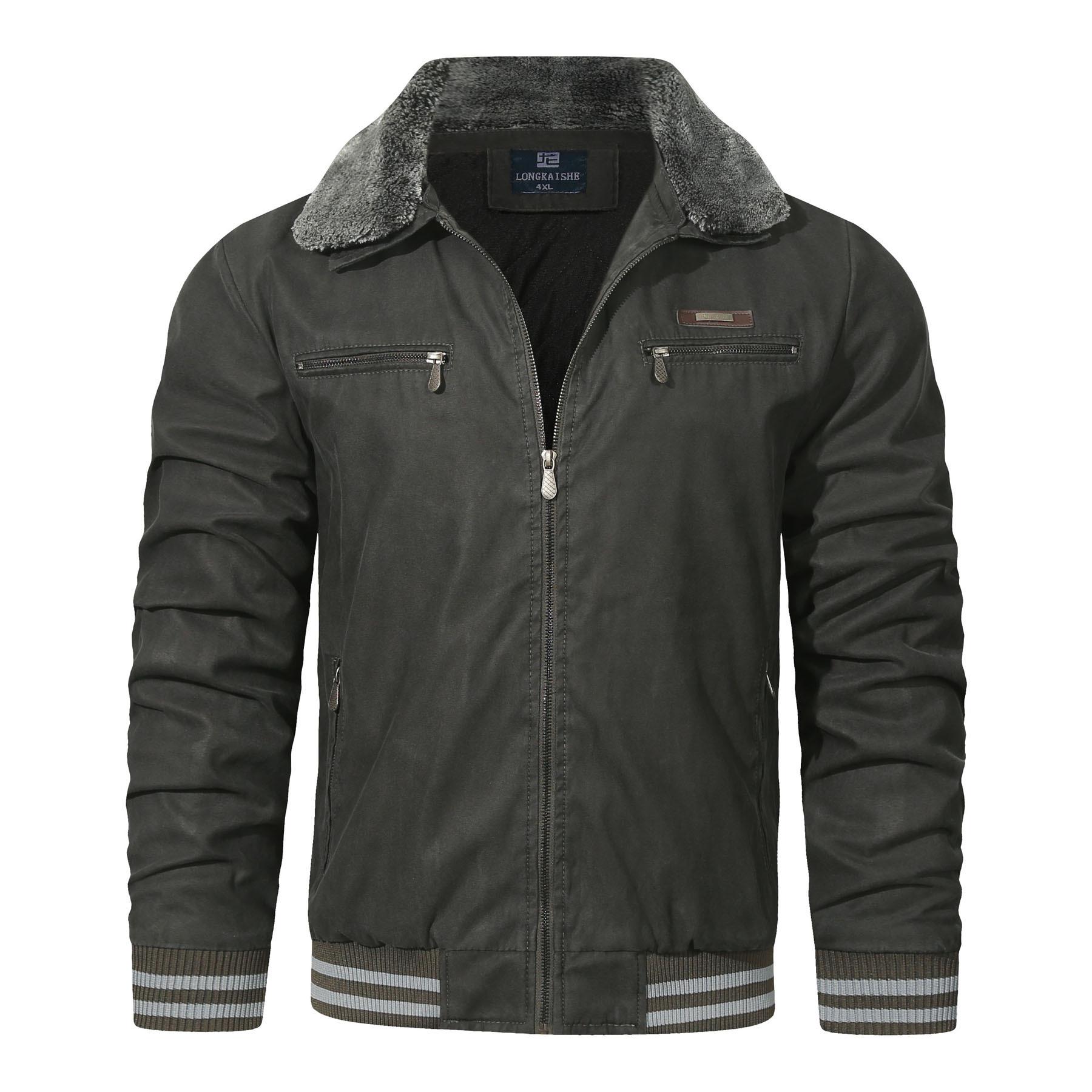 Мужская зимняя флисовая куртка с лацканами — фото 9