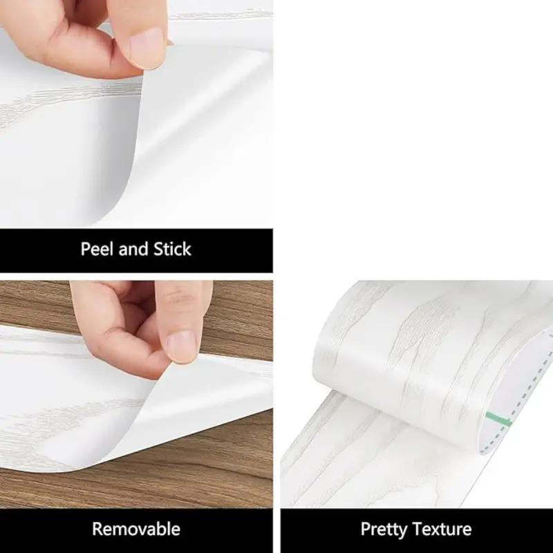 1PC 5mx10cm Thickened Wood Grain Skirting Line Wall Sticker, Self-Adhesive Living Room Bedroom Wall Corner Decoration