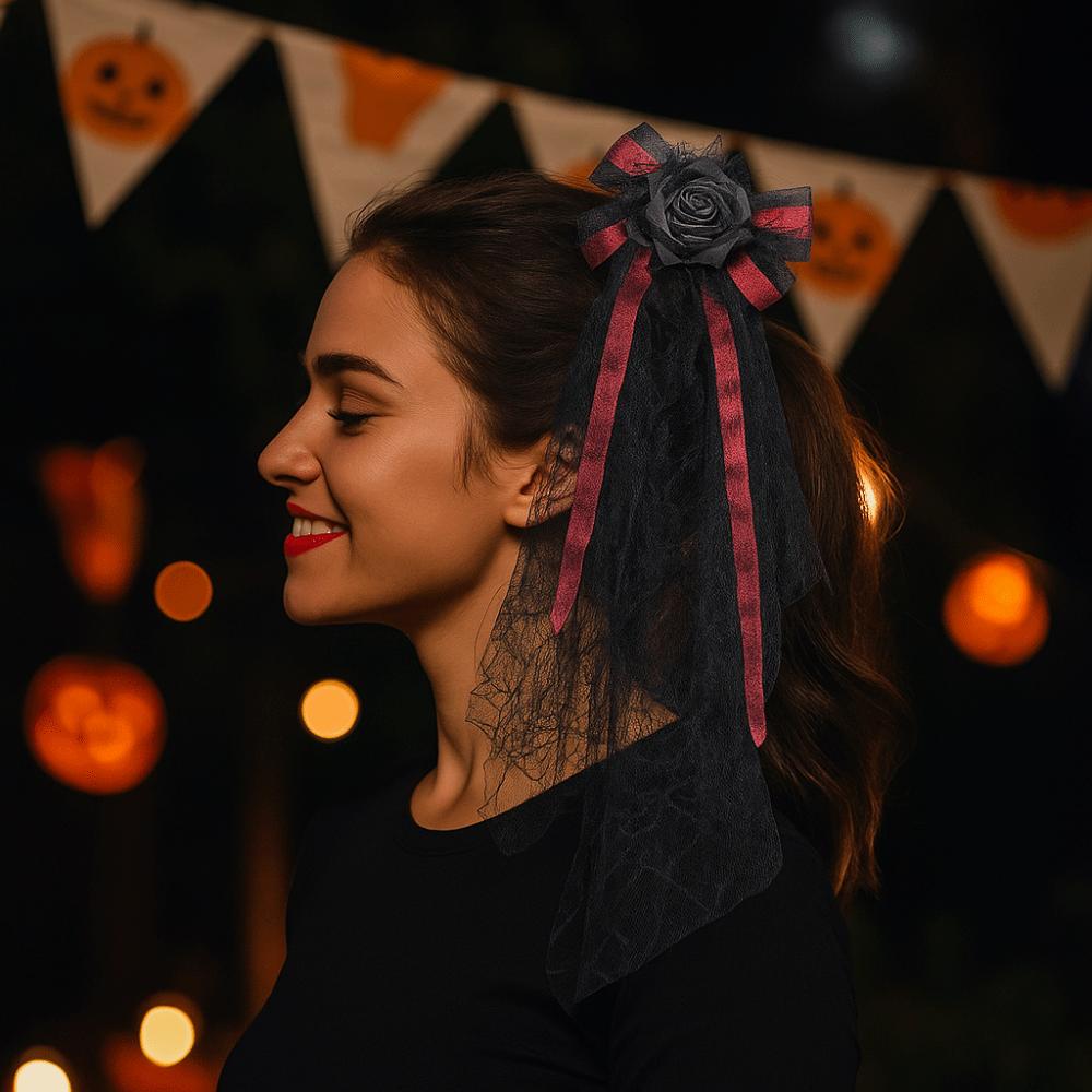 Breathable Halloween Hairpin Comfortable Hair Accessories Portable Gothic Head Veil  Outfits