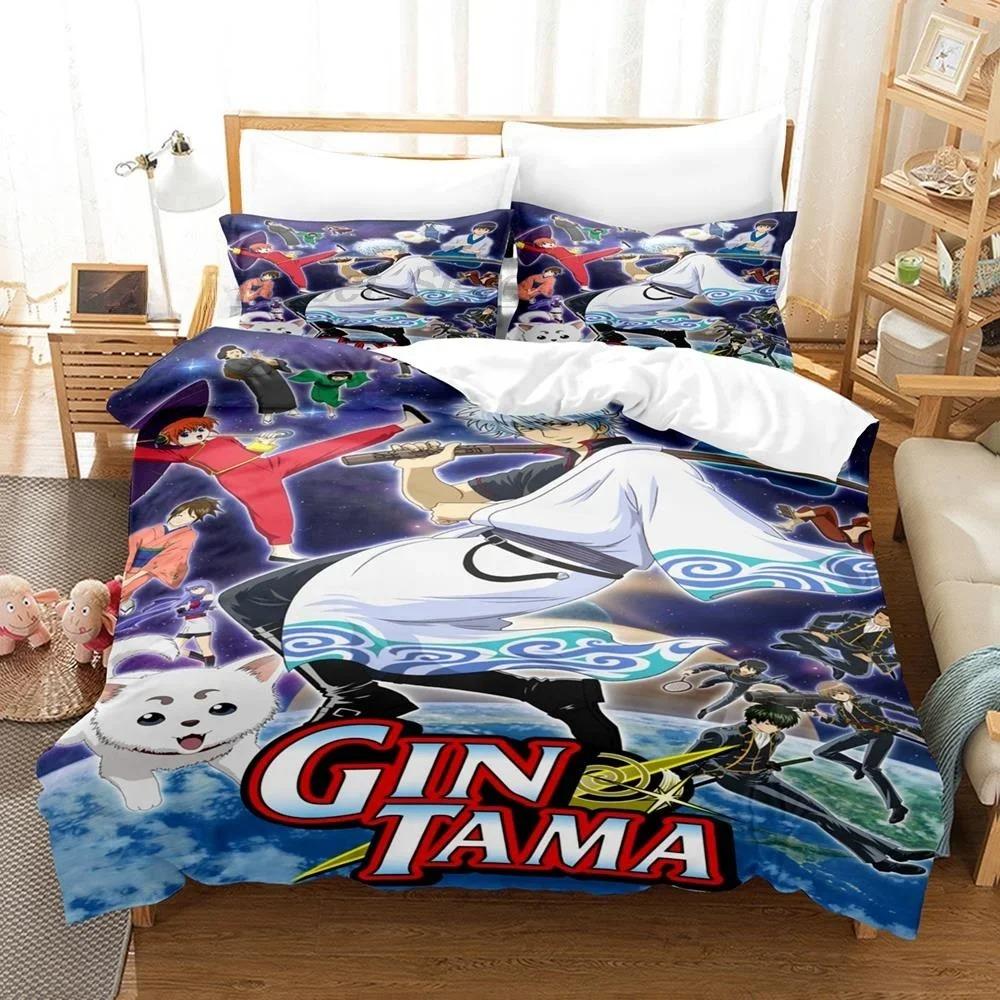 Mode 3D Anime Bettlaken-Set Gintama Bettwäsche-Set Einzelbett Twin Full Queen King Size Bett-Set Erwachsene Kinder Schlafzimmer Bettbezug-Sets
