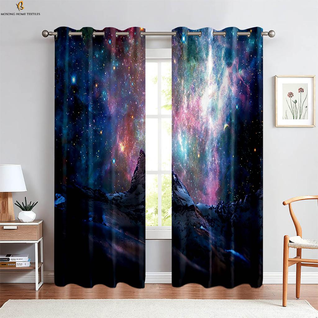 2-Pack Cosmic Starry Sky 3d Printed Curtains Bedroom Living Room Study Atmosphere Decoration Curtains Home Decoration
