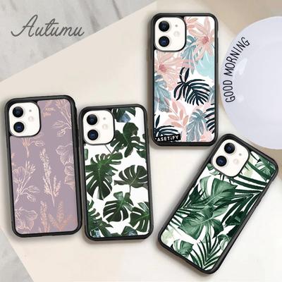 Etui na telefon z wzorem liści do iPhone'a 11 12 13 14 Pro Max mini X XR XS SE 2020 5 6S 7 8 Plus Samsung Galaxy S21 S22