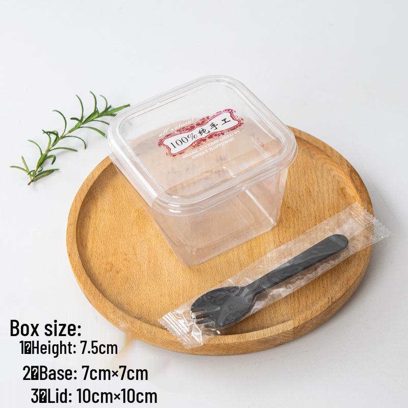 Square Mousse Soy Milk Cake Box: Wooden Cup Packaging for Tiramisu and Dessert Baking