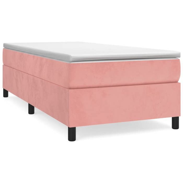 Cadre de lit avec matelas - Maison Exclusive - 90x190 cm - Velours rose - Ressorts ensachés