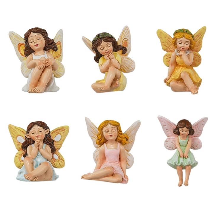 6Pcs Artistic Fairies Figurines For Outdoor Use Durability Resins Garden Sculpture Miniature Landscape Decorations