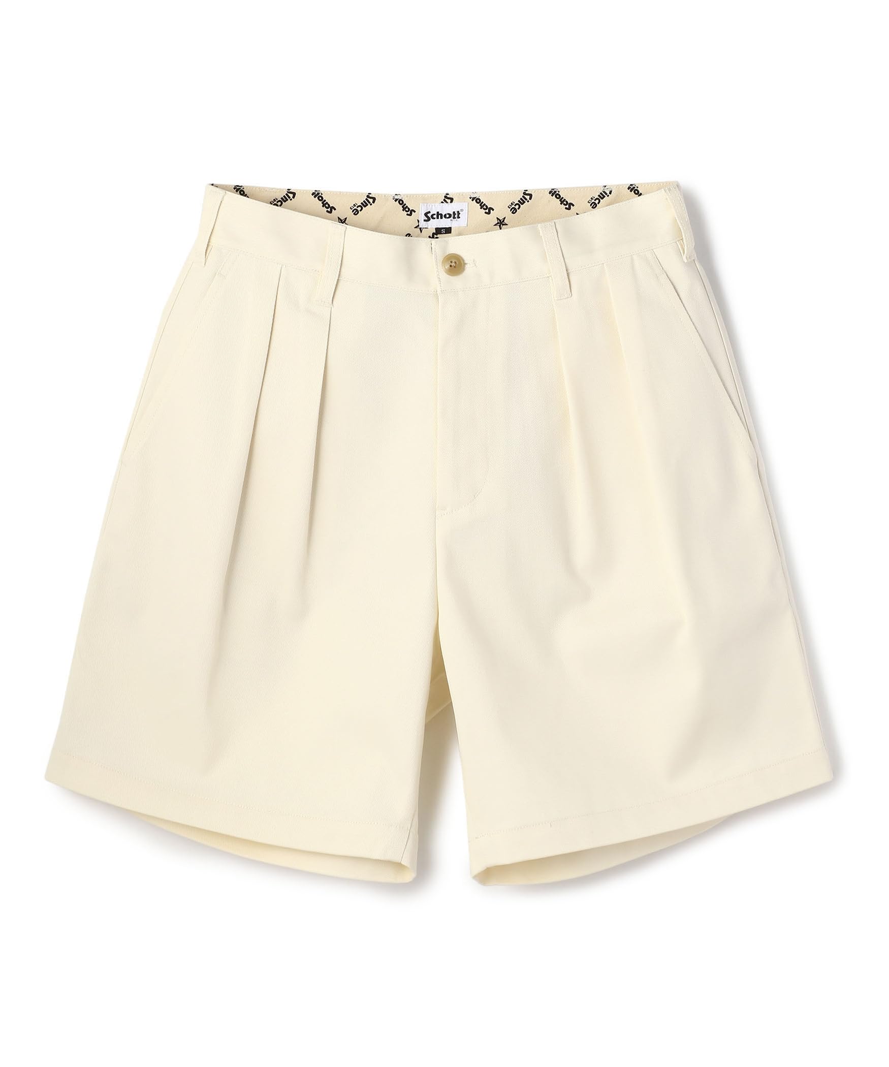 

Schott TC Double Pleated Shorts, Men s, Size S, 385, Off-White, 782-5913001