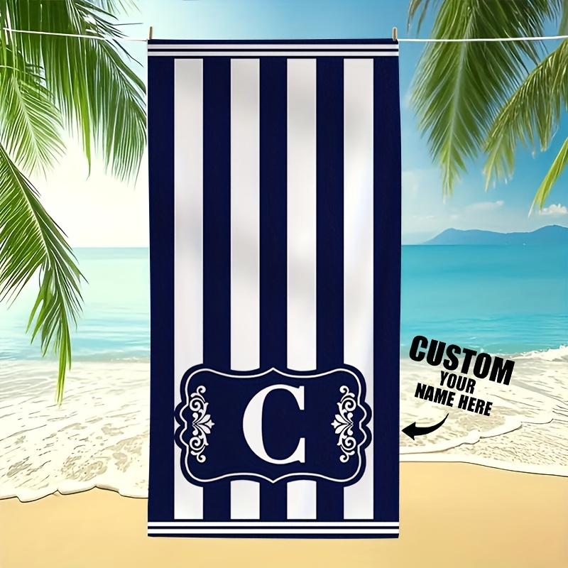 Personalized Striped Beach Towel Custom Name/Logo Oversized Microfiber Towel Summer Party Gift For Beach Swimming Bath Sports