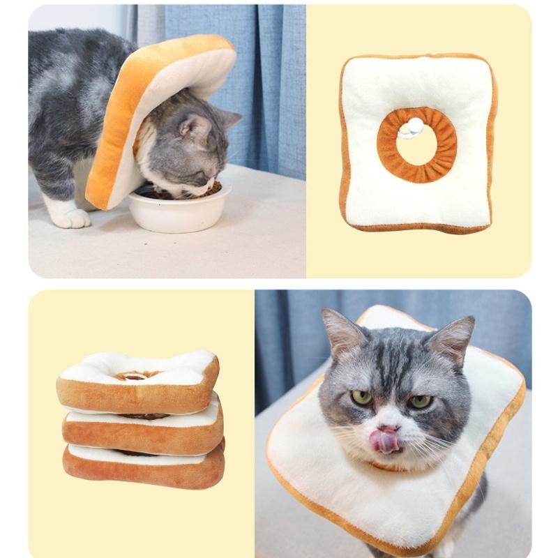 Adjustable Toast Bread Elizabethan Collar For Cats And Dogs, Cute Cartoon Design