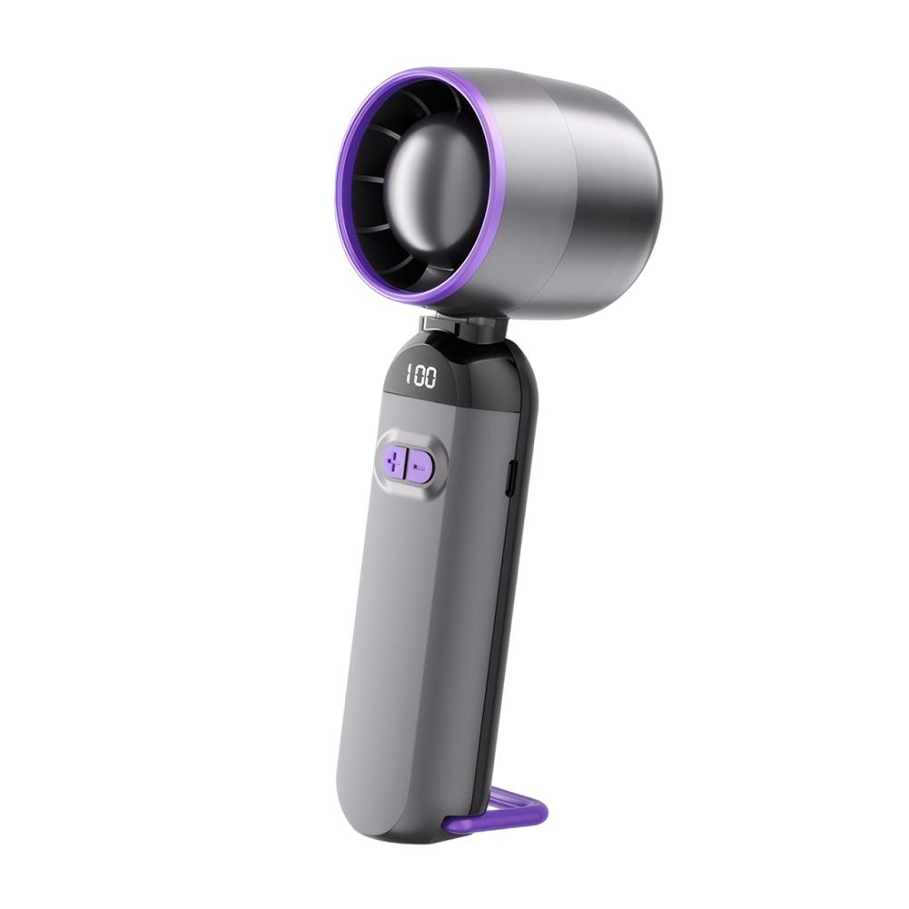 High-Speed Folding Fan LED Digital Display Adjustable Cooling Fan Mini Cold Fan for Camping Hiking Outdoor Activities