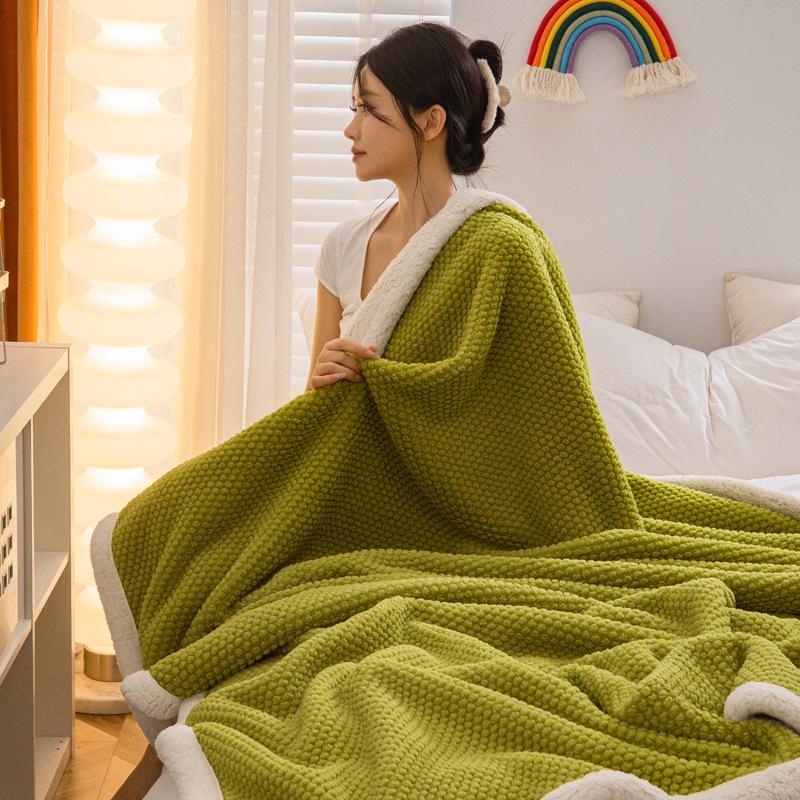 Winter Double-Layer Lambswool Flannel Blanket for Office or Nap Use