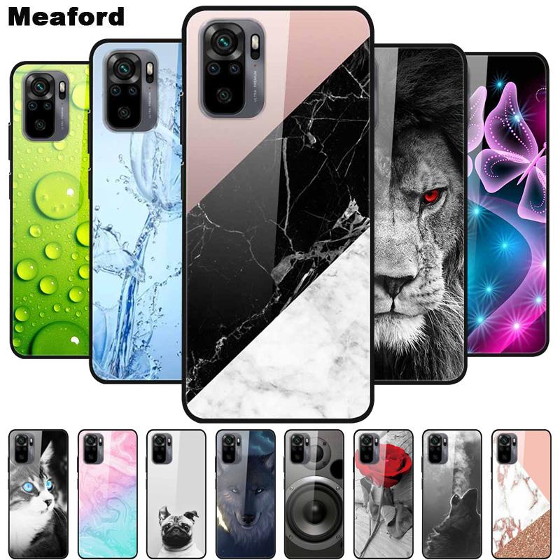 Edzett Üveg tok Redmi Note 10 Pro-hoz Fedél Kemény tok Xiaomi Redmi Note10 5G Telefon Tokhoz Note10 Pro Fundas TPU Lökhárító