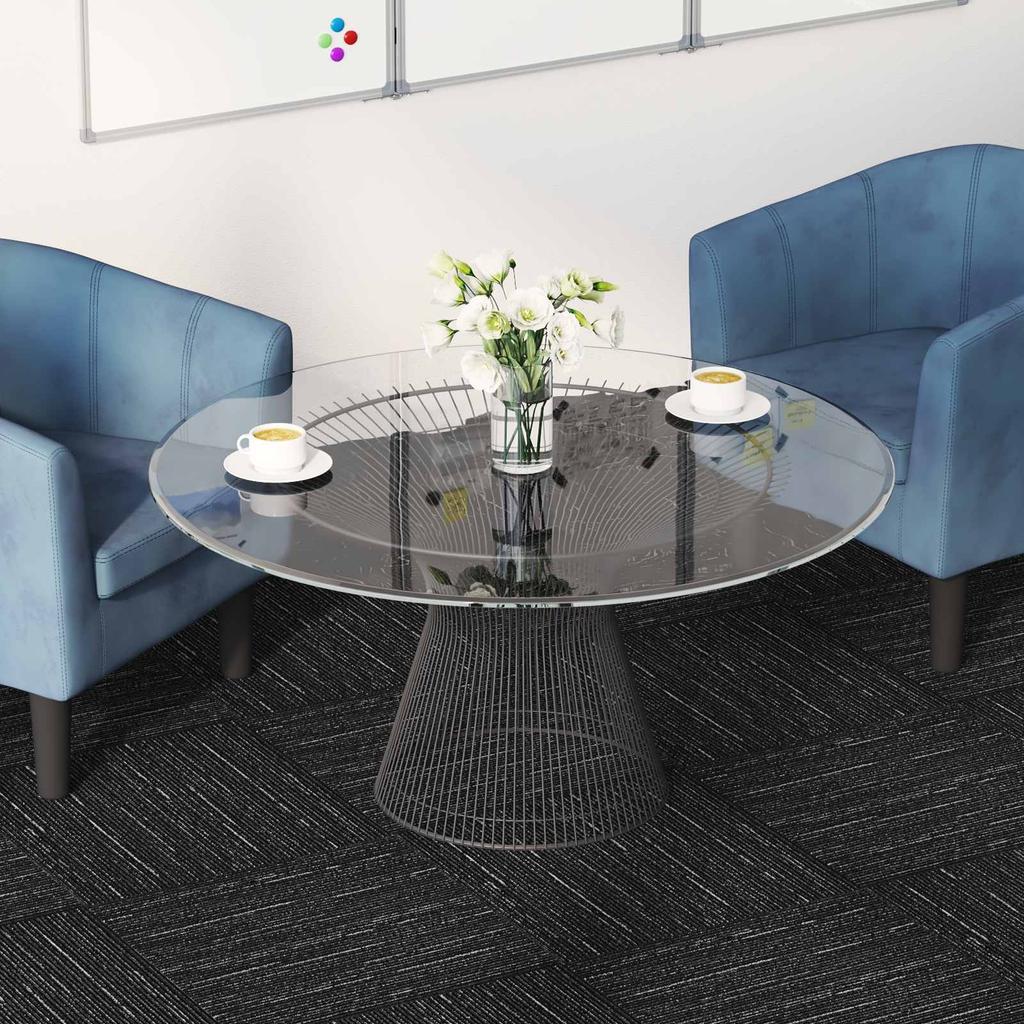 Striped Black Carpet Tile 50 x 50 cm 4 pcs PP and Bitumen