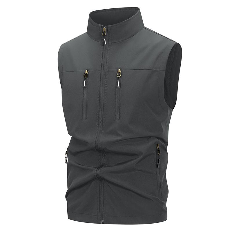 Men's Lightweight Softshell Vest with Zipper Pockets Windproof Sleeveless Jacket for Hiking Golf Outdoor Outwear Windbreaker