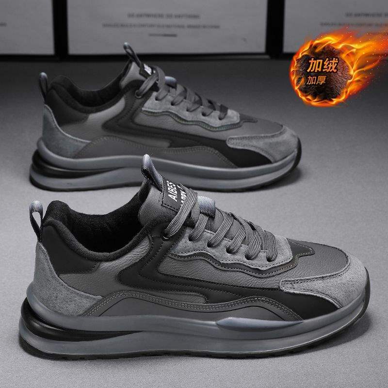 Sports men's shoes four seasons velvet warm cotton shoes leather surface waterproof, non-slip and wear-resistant work leisure work labor protect