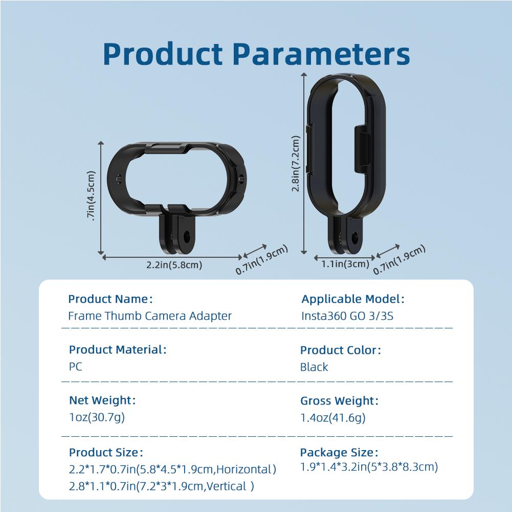 Für Insta360 GO 3/GO 3S Vertikales & Horizontales Action-Halterungsset Adapterhalterung Lange Schraube Rahmenschale Erweiterungsgehäuse Schutzhülle