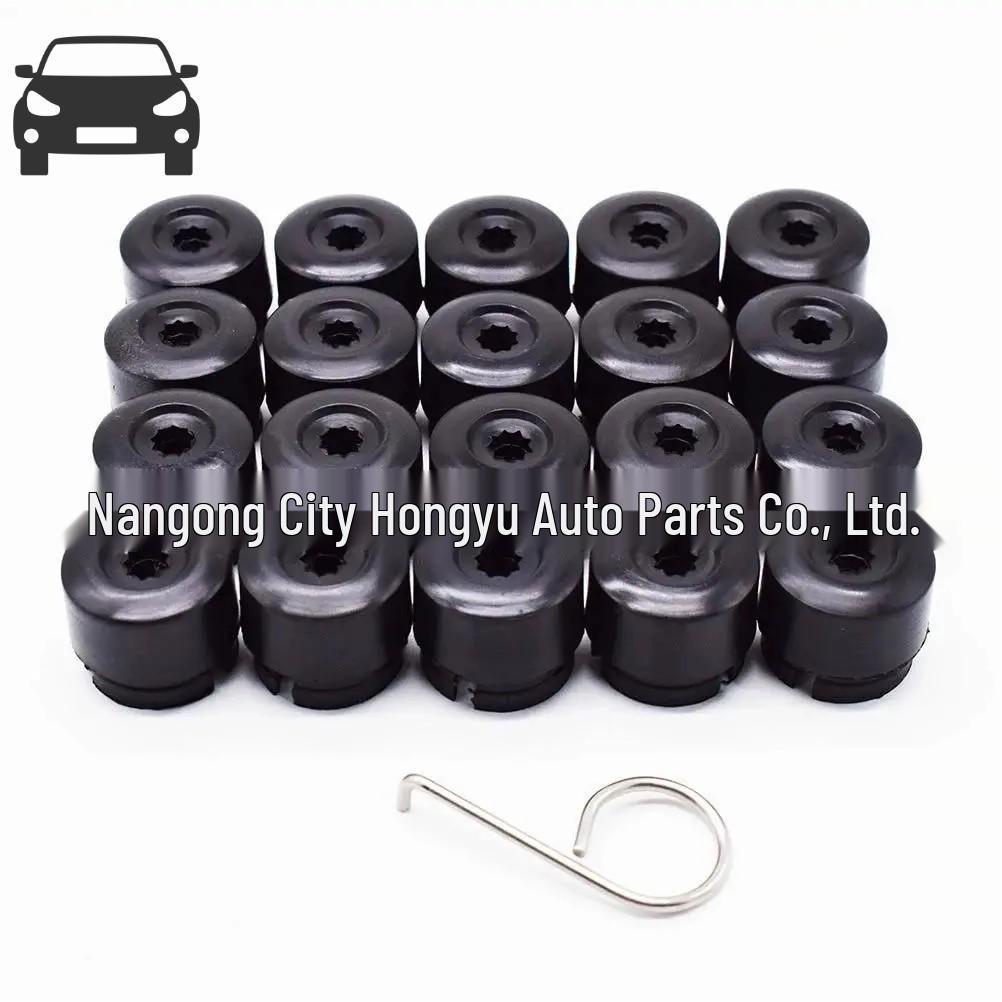 Крышка головки болта колесной гайки для автовоза Volkswagen Touareg T5 T6 Black 20 pcs + Hook