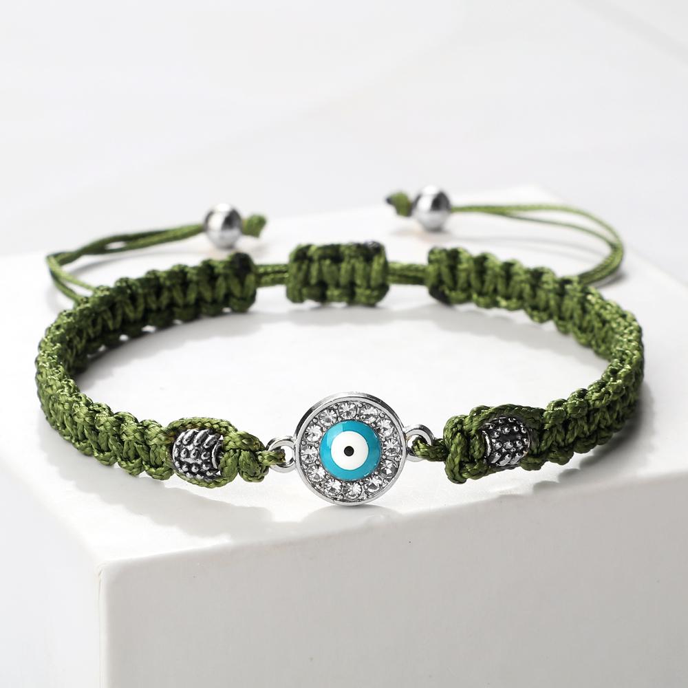 Women Crystal Blue Evil Eye Braided Bracelet Turkish Healing Yoga Couple Bracelet&Bangles Chain Pulsera Jewelry Gift
