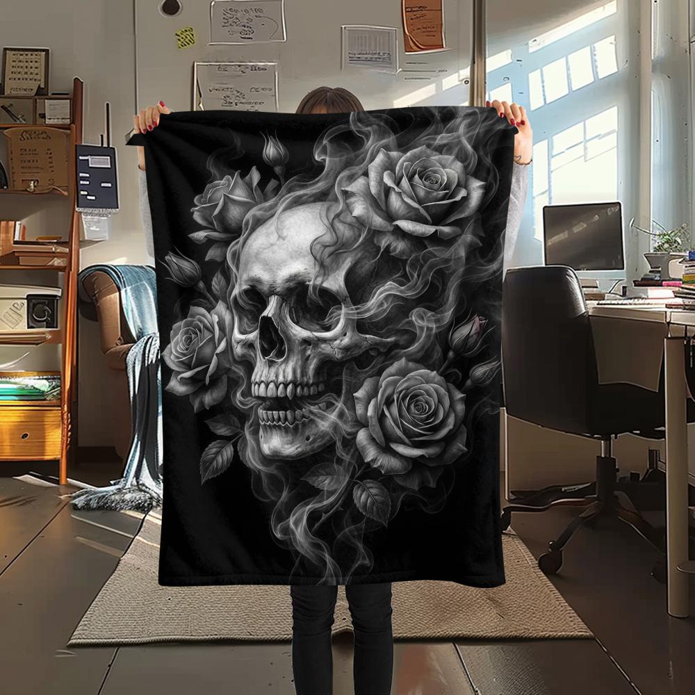 

Dark Cupid Medusa Wolf Skull Print Flannel Blanket,High quality Comfortable for All Seasons,Home Decor,Warmth and Comfort,Perfect for Christmas Gifts 80cm x 120cm