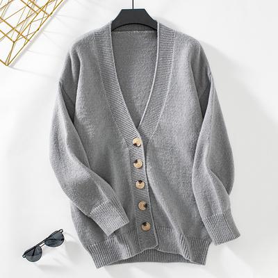 Tricots pour femmes Vêtements d'automne et d'hiver Couleur unie Cardigan tricoté simple boutonnage