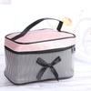 Fashion Portable Cosmetic Bag Bow Stripe Wash Organizer Handbag Make Up Bags Travel