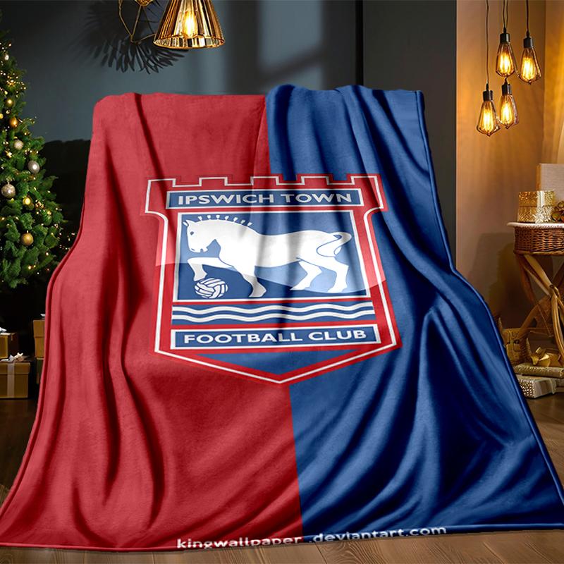 FC Ipswich Crest Blanket Lightweight Ideal Bedding Blanket Perfect for Travel, Camping, Living Rooms, Offices, Sofas, Fan Christmas Gift