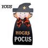 Halloween House Decor Door Sign for Front Door, Wooden Ghost Pumpkin Black Cat Party Supplies Hanger Wreath, Rustic Farmhouse Welcome Porch