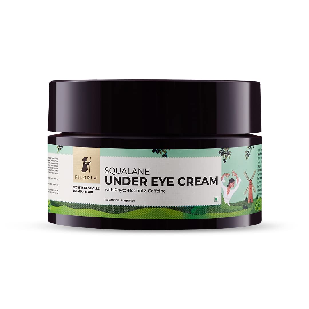 Pilgrim Squalane Under Eye Cream For Dark Circles Wrinkles Puffy Eyes Hydrating Care For Women Men 30 g All Skin Types