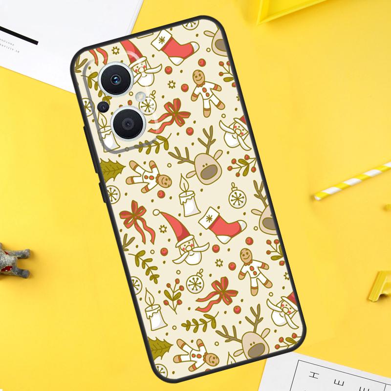 Christmas Santas seamless Deer For OPPO Reno 14F 13F 12F 11F 10 11 12 13 14 Pro 8T 7 8 Lite OPPO Find X9 X8 X6 X5 Pro Case