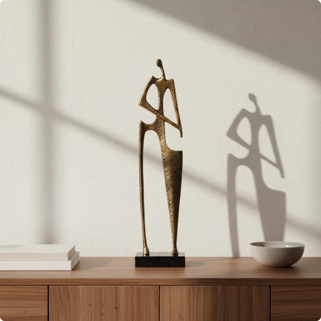 Abstract Human Figure Rustic Minimalist Style Metal Person Sculpture Unique Design Modern Art Statue
