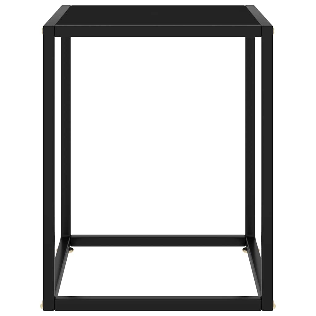 Black Coffee Table with Black Glass 40 X 40 X 50 Cm