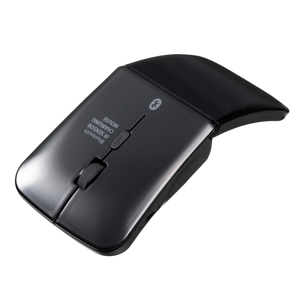 

Sanwa Direct Slim Bluetooth Mouse, Foldable, Quiet, 3-Button, USB-C Rechargeable, Multi-Pairing, Portable, Compact, Side Buttons, Black (400-MAB120BK)
