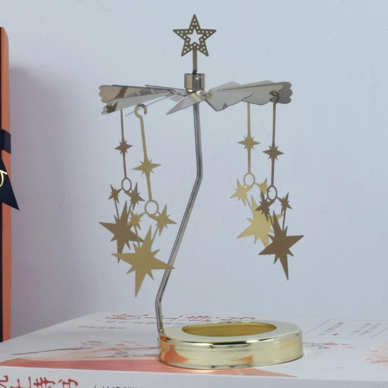 INS Style Rotating Tea Light Holder Heat Powered Stainless Steel Carousel Candle Stand for Desk Ornament