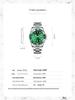 Herren High-End Grüner Wassergeist Quarz Uhr mit Kalender und Stahlband