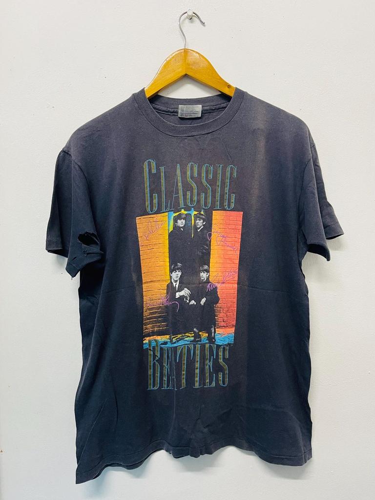 Vintage 90s The Beatles Band “ Classic Beatles Rock T-Shirt / English Music / Rock T-Shirt / English Super Band / Pop / Rare / L / Black