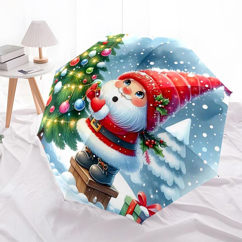 1 Stück Weihnachtsgnom Automatisches Öffnungs-/Schließschirm, Festliches Geschenk für Fans, Reisende & Täglichen Gebrauch.V040