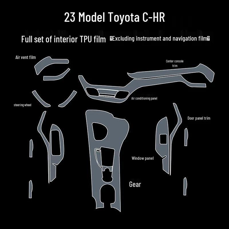 Interior Protective Film for New Toyota CHR IZOA: Center Console, Navigation, Gear Shift, Dashboard Decoration Car Accessories