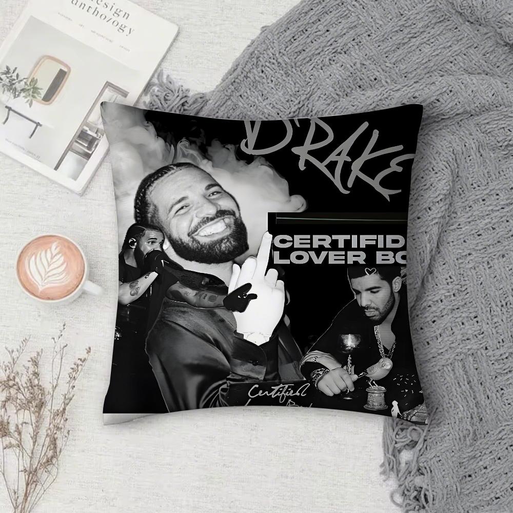 D-Drake For All the Dogs Pillow Case Square Double-Sided Printing Short Plush Sofa Cushion Cover Bedside Pillow