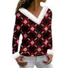 Tricou de damă Tricou Cămașă de Crăciun Cu mânecă lungă Petrecere cu imprimeu de Crăciun Top cu decolteu în V